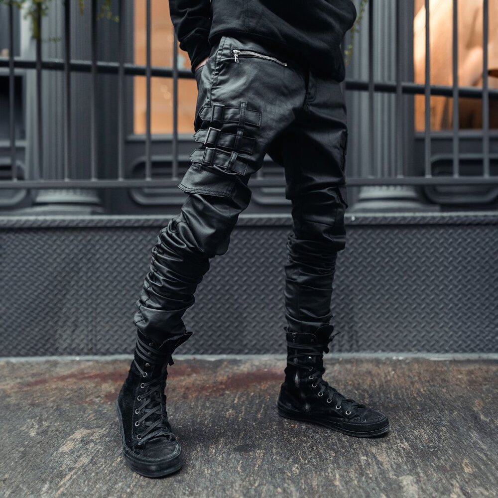 AKINGS Omari Waxed Stacked Jeans